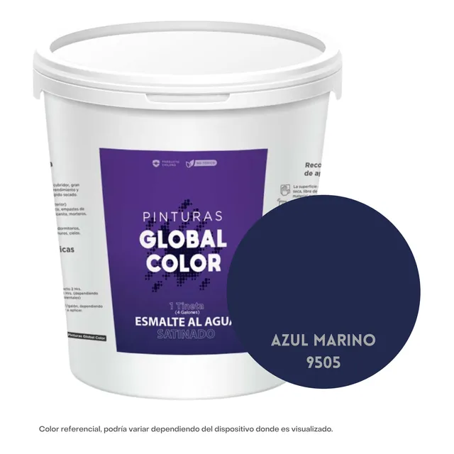 Esmalte Al Agua Satinado Global Color Tineta Colores St1 Grn