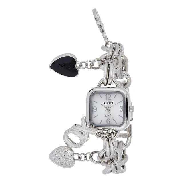Reloj Pulsera Xoxo Con Dijes En Tono Plateado Para Mujer
