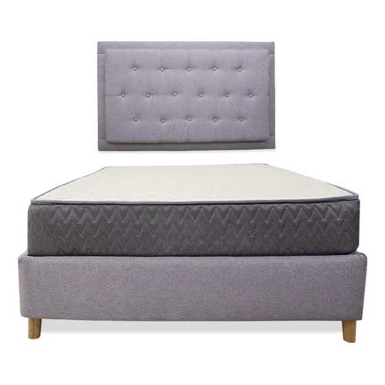 Combo Base Cama Y Colchón Tanner Gris Claro 100x190cm Sencil