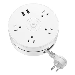 Regleta Retráctil Redonda Con Puertos Usb Y Gancho 4 Salidas Regleta Retráctil Redonda Con Puertos Usb Y Gancho 4 Salidas