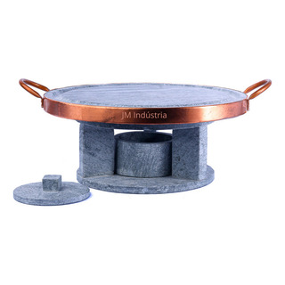 Grelha Jm Artes Fondue Pedra Sabão 32cm Com Alça Cobre 12cm Grelha Jm Artes Fondue Pedra Sabão 32cm Com Alça Cobre 12cm