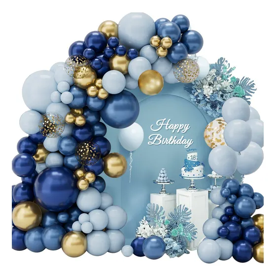 Guirnalda de Globos Dorados Azules Kit de Arco Cumpleaños Boda Fiesta Decoración Baby Shower Suministros Wayfun W2196