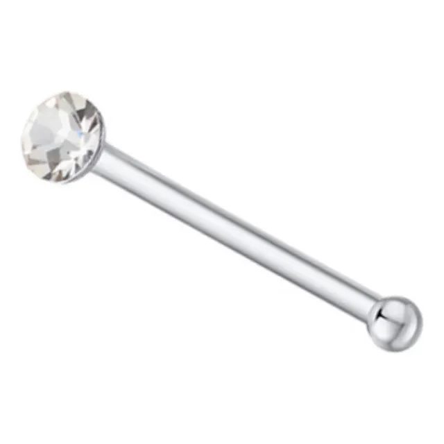 Piercing Nariz Nostril Recto Con Brillo Zirconia Plata 925