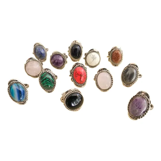 Anillo De Alpaca Con Piedra. Regulable.  Amatista Cuarzo 111