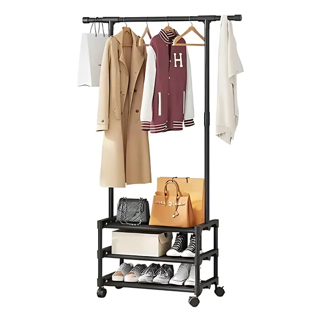 Colgador De Ropa Zapatera Elegante Con Ruedas 161x92x35cm