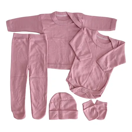 Ajuar Bebé 5 Piezas De 0 A 3 Meses Niño-niña Algodón Rosa Nude 0-3 Meses