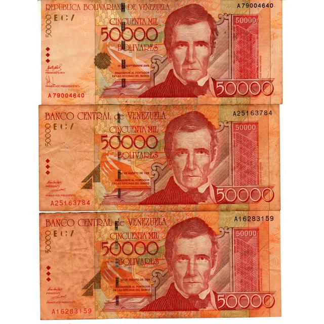 50000 Bolivares Venezuela 1998 Billetes De Coleccion Set D 3