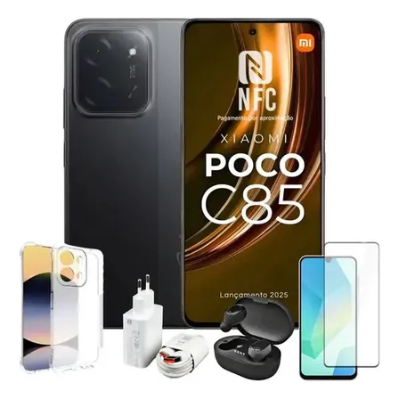 Smartph Xiaomi Poco C85 256gb 16gb Ram Nfc Lançamento+ Fone Preto