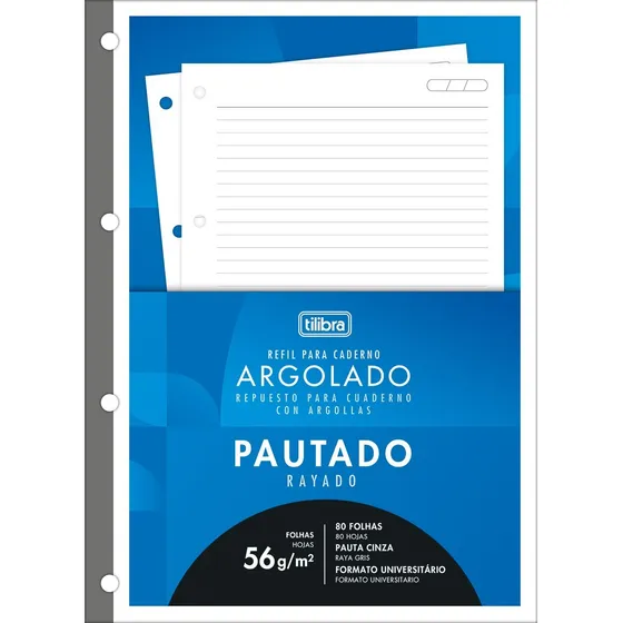Refil P/ Fichário Caderno Argolado Grande 80 Folhas Tilibra