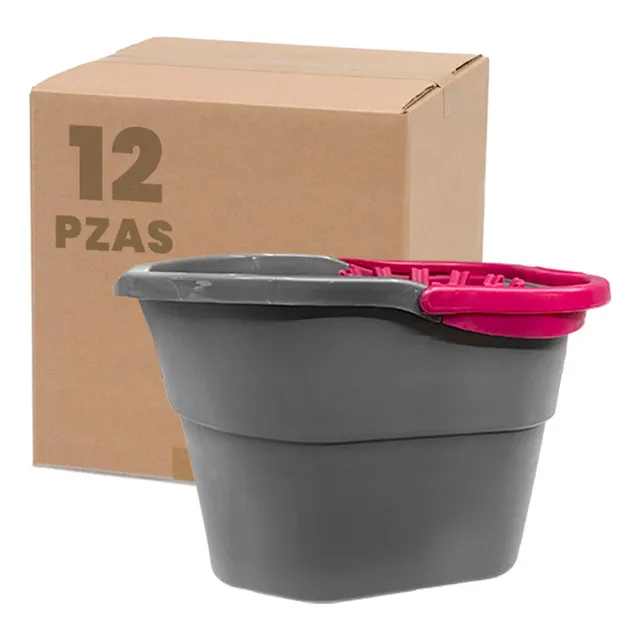 12 Pack Cubetas Con Exprimidor Reynera X-prime Mayoreo Color Gris oscuro