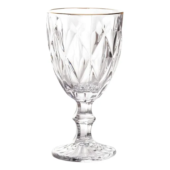 Jogo De 6 Taças Para Licor 50ml Borda Dourada Diamond Lyor Cor Transparente com Borda Dourada