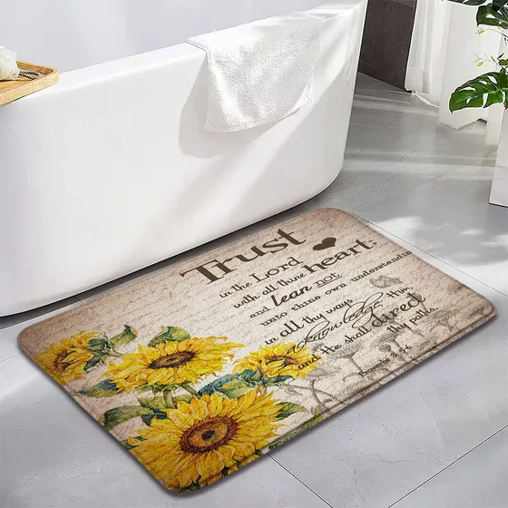 Tapete Baño Girasol Cita Inspiradora Trust In The Lord Retro