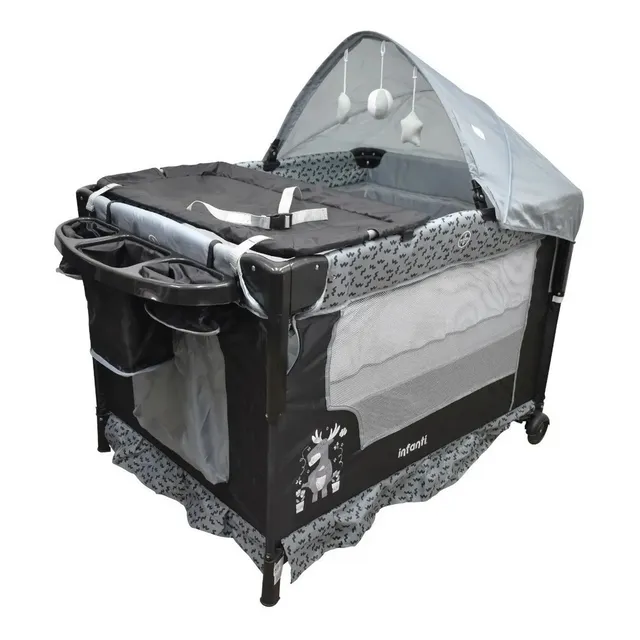 Infanti Silver cuna corral para bebé colecho plegable color negro