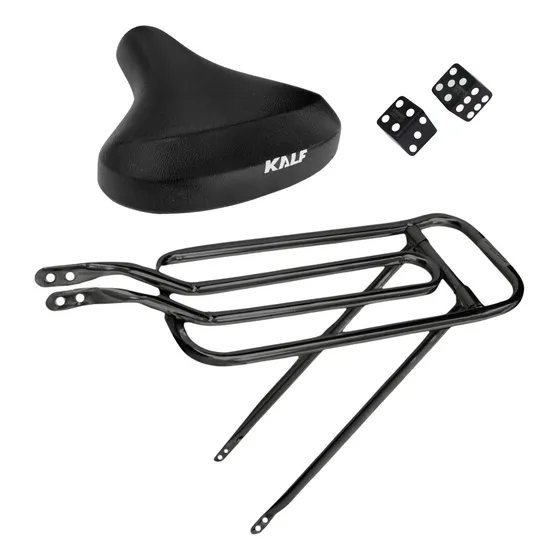 Bagageiro Garupa + Banco Selim Bike Montadinha Aro 20 24 26 Cor Preto