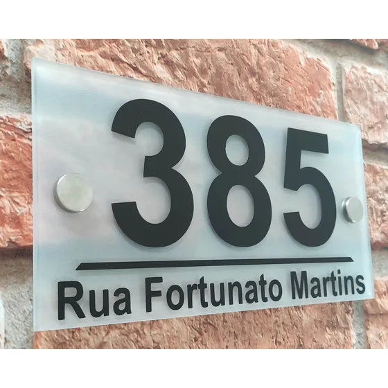 Número De Casa  Em Vidro Placa Residencial Com Nome Da Rua