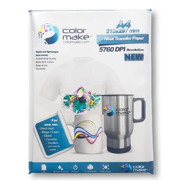 Papel De Sublimacion A4 Color Make Light 210x297 100 Hojas