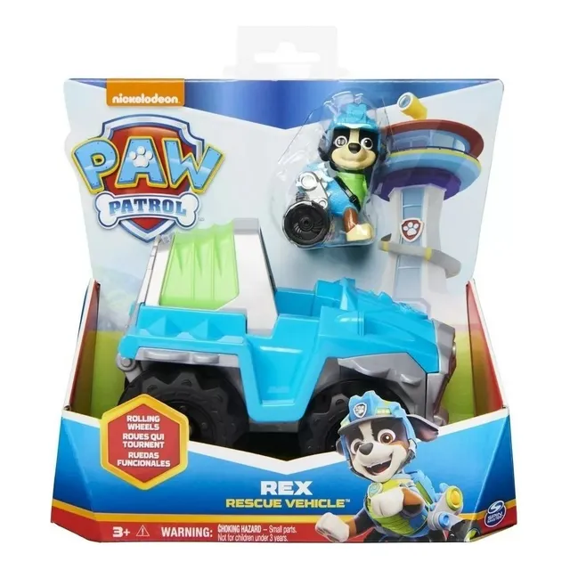 Paw Patrol Vehículo Básico Y Figura Rex Juguete