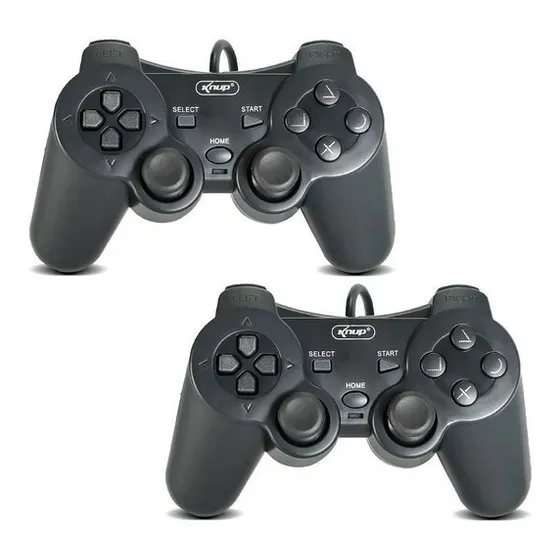Kit2 Joystick Controle Ps2 De Video Dualshock Kp-gm014 Cor Preto