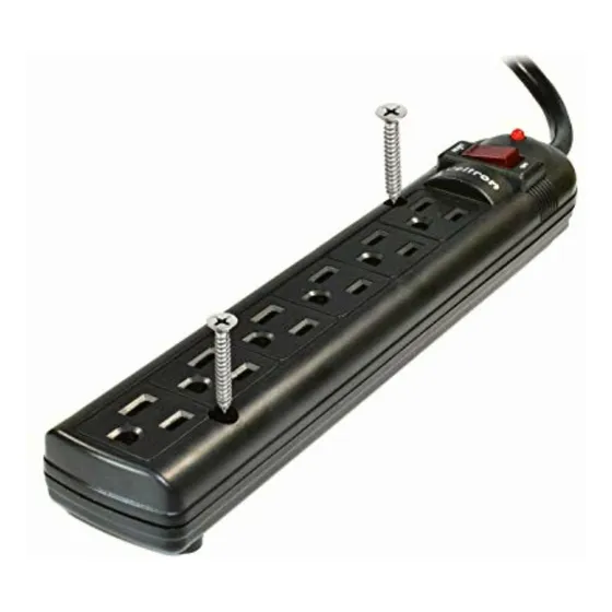 Weltron 6 Tomas De Corriente Negra Con Protector De