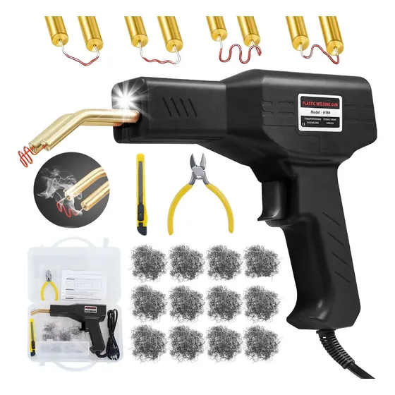 Soldadora Para Reparación Plásticos Con Grapas，maquina para soldar kit son adecuadas para soldar parachoques automóviles, juguetes plástico, cajas herramientas de plástico, mesas y sillas de plástico