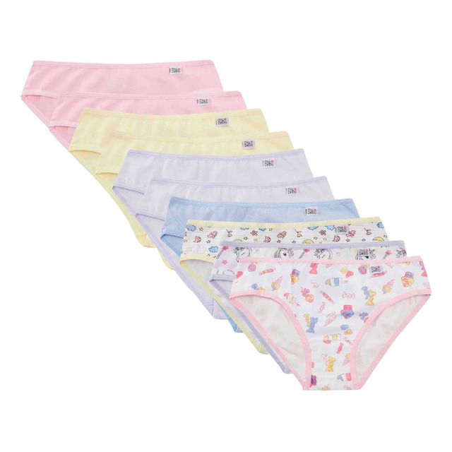 Kit Com 10 Calcinhas Infantil Menina Cotton Miss Delrio Kit Com 10 Calcinhas Infantil Menina Cotton Miss Delrio
