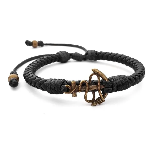 Pulsera Manilla Cuero Trenzado Ancla Iconic Store