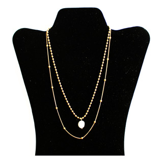 Collar De 2 Capas Color Dorado Y Dije De Piedra Tipo Perla Collar De 2 Capas Color Dorado Y Dije De Piedra Tipo Perla