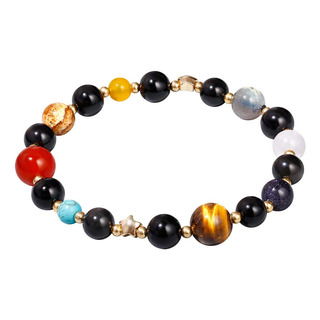 Pulsera Jeweler The Planets Para Mujer, Obsidiana Negra Con Pulsera Jeweler The Planets Para Mujer, Obsidiana Negra Con