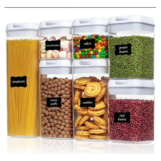 Set 7 Contenedores Herméticos De Alimentos Acrílico De Alta Calidad Contenedor Conservero De 0,5 0,8 1,2 1,9 Litros