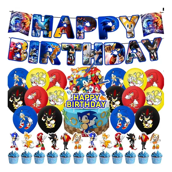 Set Cumpleaños Sonic 3 Decoración Fiesta