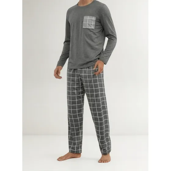 Pijama De Hombre Manga Larga Cuadros Own Uruguay