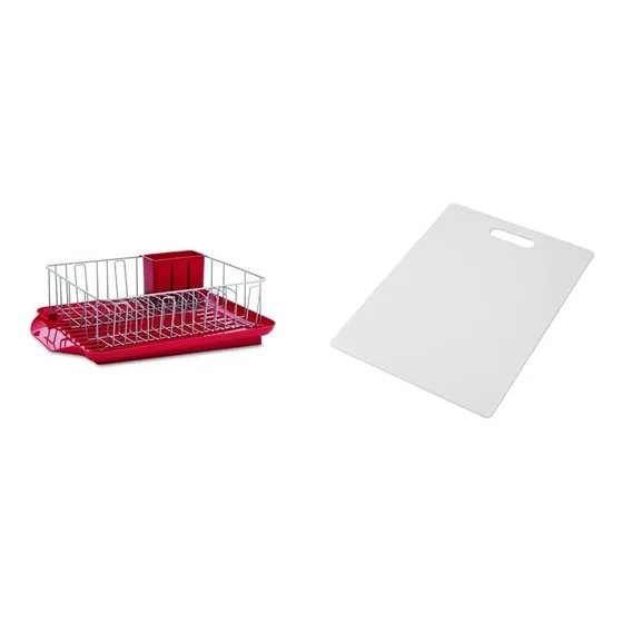 Farberware Juego Escurridor Plato 3 Pieza Tabla Cortar Roja