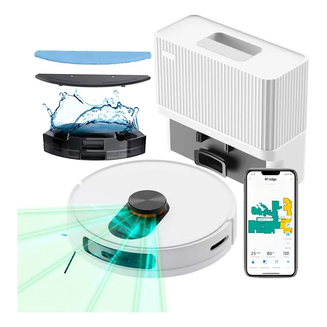 Robot Aspiradora Trapeadora Gadnic Con Base Modos Limpieza Color Blanco