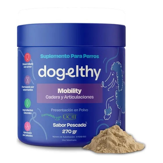 Dogelthy Suplemento Mobility Con Glucosamina Y Condroitina Sabor Pescado Para Perros 270g