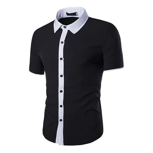 Camisa Manga Corta Slim Fit Para Caballero A La Moda #1310