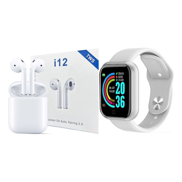 Kit Relógio Smartwatch D20 Y68 + Fone Bluetoorth Sem Fio Kit Relógio Smartwatch D20 Y68 + Fone Bluetoorth Sem Fio