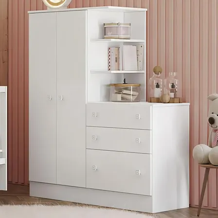 Guarda-roupa Infantil Doce Sonho 2 Portas Branco - Qmovi