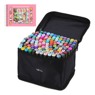Caneta Aquarela De 120 Cores De Duas Cabeças Com Livro De Co Caneta Aquarela De 120 Cores De Duas Cabeças Com Livro De Co