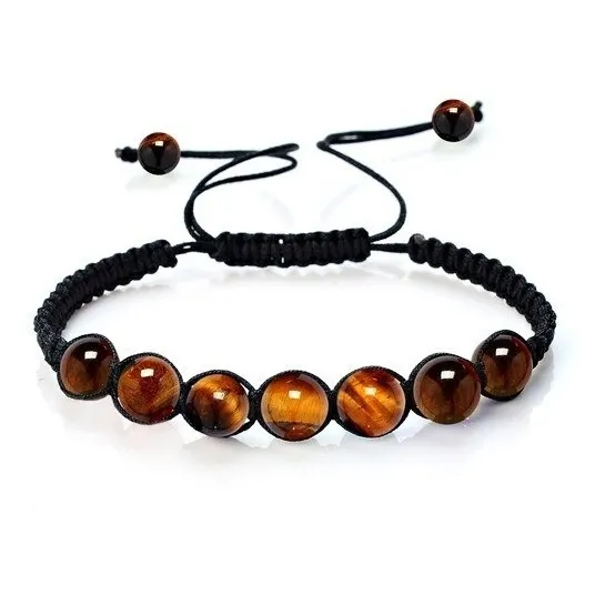 Manilla Pulsera Macrame Piedra Natural Ojo De Tigre