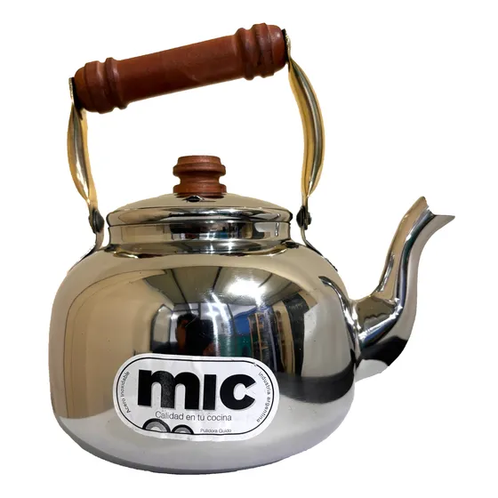 Pava Acero Inoxidable 1,5 Litros Mic Mango Madera Bronce