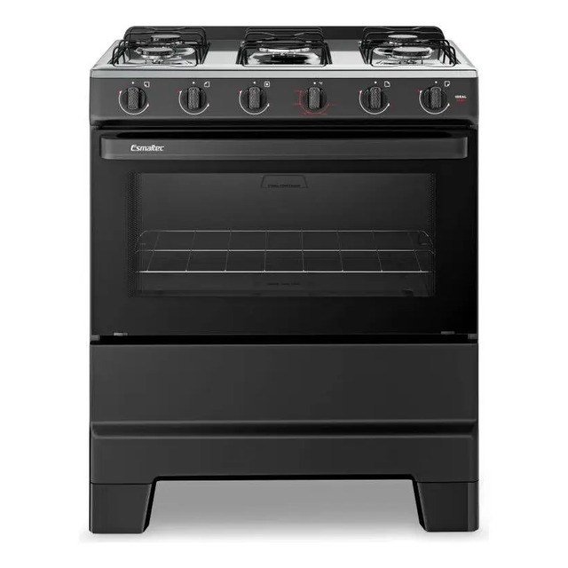 Fogão De Piso 5 Bocas Esmaltec F5isp Ideal Pop | Mesa Em Aço Preto