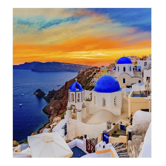 Vinilo 60x60cm Grecia Santorini Paisaje Viajes Mundo M1