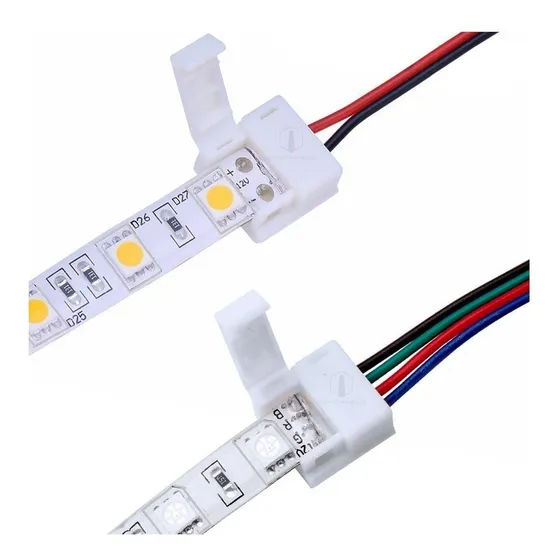 Conector Led Prensa Con Cables Tira 2835 5050 Rgb Monocolor