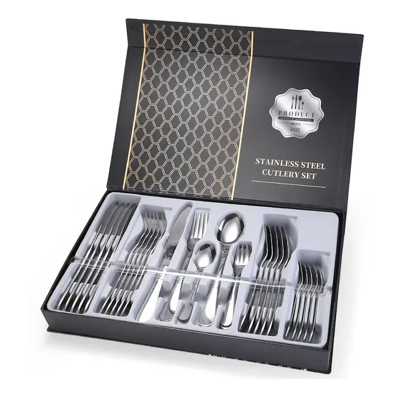 Set De Cubiertos Acero Inoxidable 30 Piezas Con Estuche