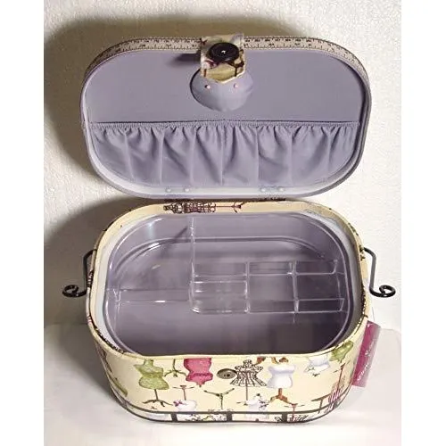 Dritz St Jane Sewing Basket Large Oval Metal Handle