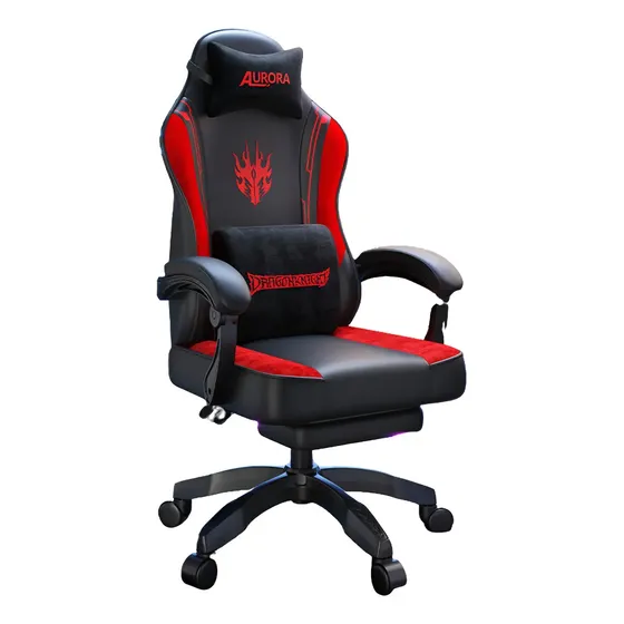 Silla Gamer Con Soporte Lumbar Reclinable 135° Y Reposapies Rojo