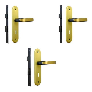 Kit 3 Fechaduras Stilo Alavanca Bronze Latonado Interna Mgm Kit 3 Fechaduras Stilo Alavanca Bronze Latonado Interna Mgm