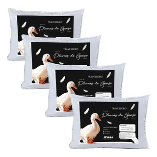 Kit 4 Travesseiros Pluma De Ganso Toque Macio Premium Pilow Kit 4 Travesseiros Pluma De Ganso Toque Macio Premium Pilow