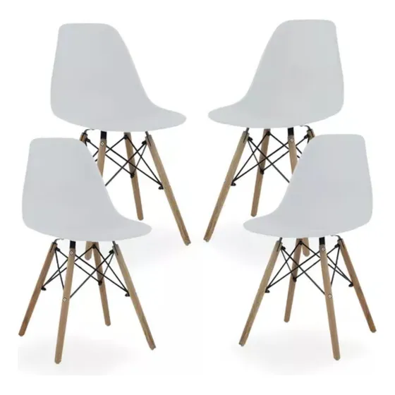 Pack X4 Sillas Eames Blanca Moderna Ergonomica