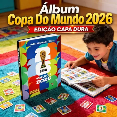 Album Copa - Capa Dura + 70 Figurinhas Panini Oficial 2026.